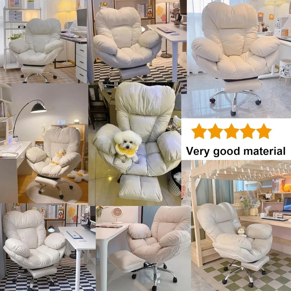 "كرسي ألعاب مريح - مسند ظهر مرتفع مع 90-130 ° مسند قدم قابل للسحب، 360 درجة ° كرسي مكتب دوار" #6