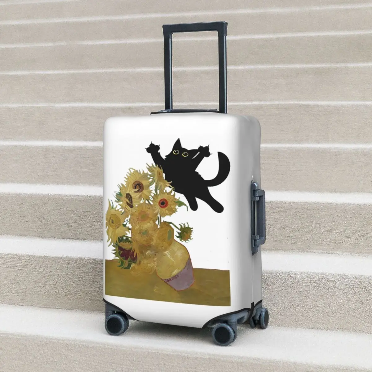 

Vincent Van Gogh Flowers Cat Suitcase Cover Protection Elastic Travel Luggage Protector Covers for 18-32 Inch