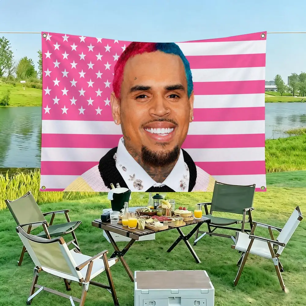 Singer C-Chris B-Brown Flags Flag Tapestry Outdoor Decor Flaga Decorative Home Objects Barber Shop Decoration