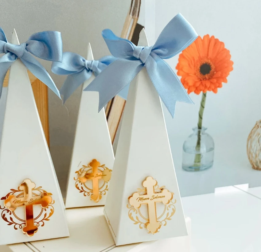 Personalized Baptism Favor Boxes Gift Box Candy Box Baptism Decorations First Communion Gift