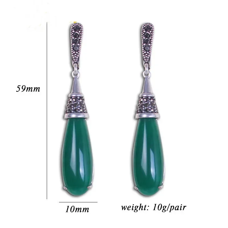 Iutopian Vintage Carved Long Drop Earrings Green Resin Water Drop Pendant Bijoux For Girlfriend Wedding Gift#EAJ109E