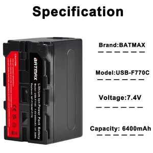 Batmax battery 6400mah np f750 np f770 LED power indicator with type C port for sony np f960 f970 np-f550 v1J z1 12 Main Sales Battery NPF970 - №3