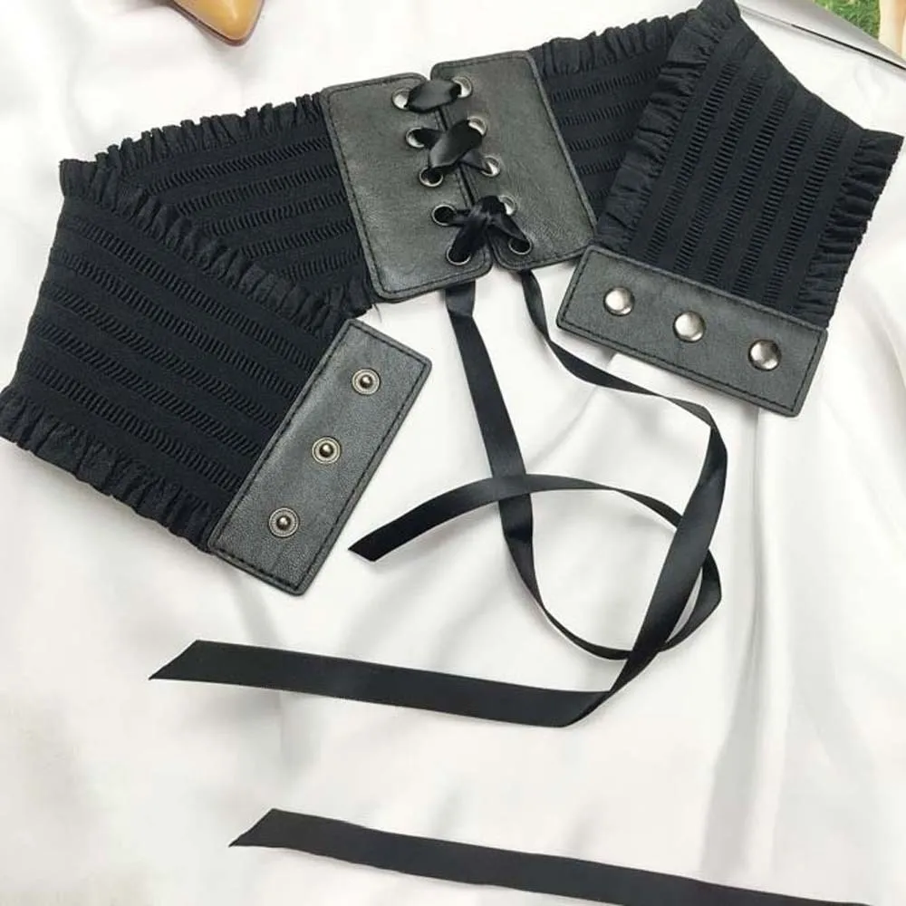 Adjustable Elastic Pleated Cummerbunds Polyester Strap Rope Wide Corset Waistband Girdle Skirt Accessories