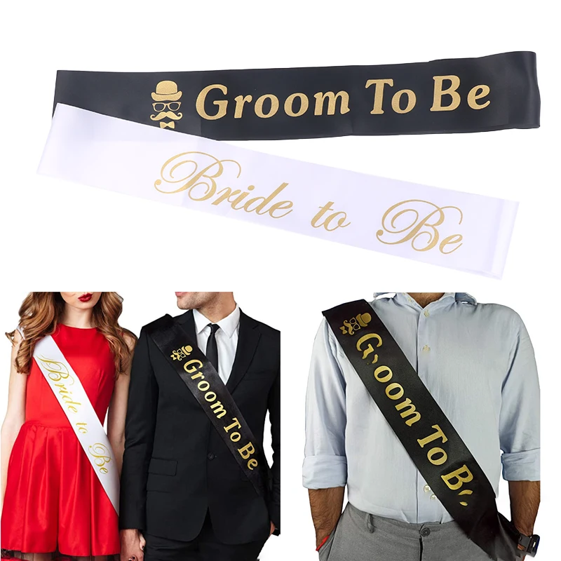 1Pc Bride To Be/Groom To Be Sash Wedding Decoration Bridal Shower Satin Sash Bachelorette Party Hen Party Decor