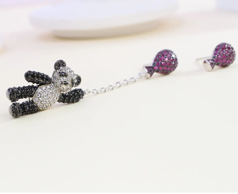 New Luxury AAA Cubic Zirconia Ballon Bear Creative Drop Earrings For Women Party Dating Daily Dress Jewelry Accessories Gift