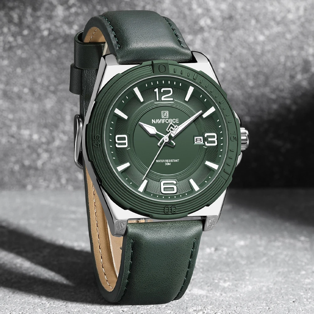 NAVIFORCE Blue Quartz Watch Men Military Waterproof Casual Sport Wrist Watch Male Fashion Leather Strap Clock