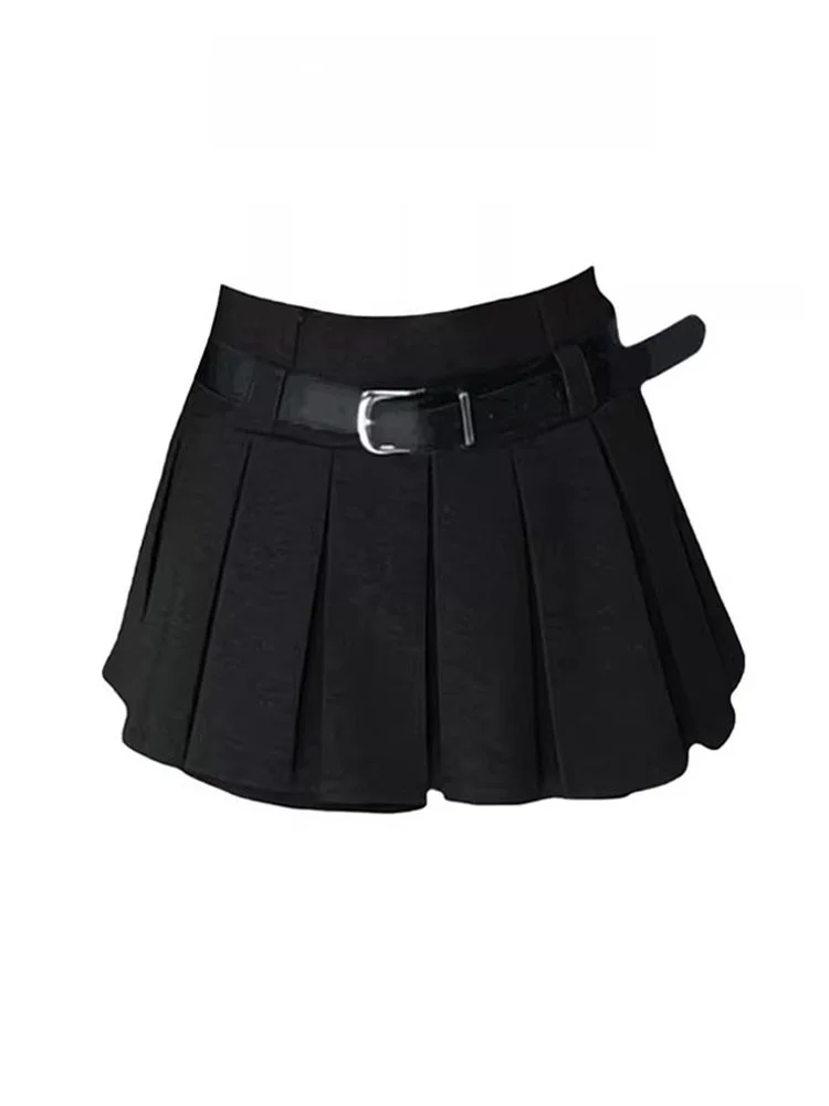 High Waist Black Pleated  Skirt Women's Spring Autumn New Style Anti-Light A-Line Skirt Half Body Skirt Pants