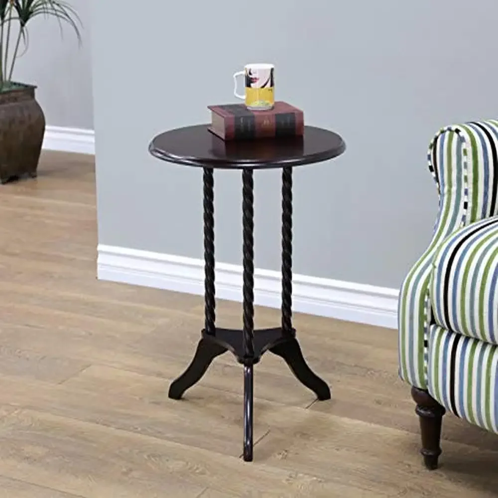 Classic Style Round Mahogany End Table Versatile Plant Stand with Grooved Accents Elegant Side Table Home or Office Décor