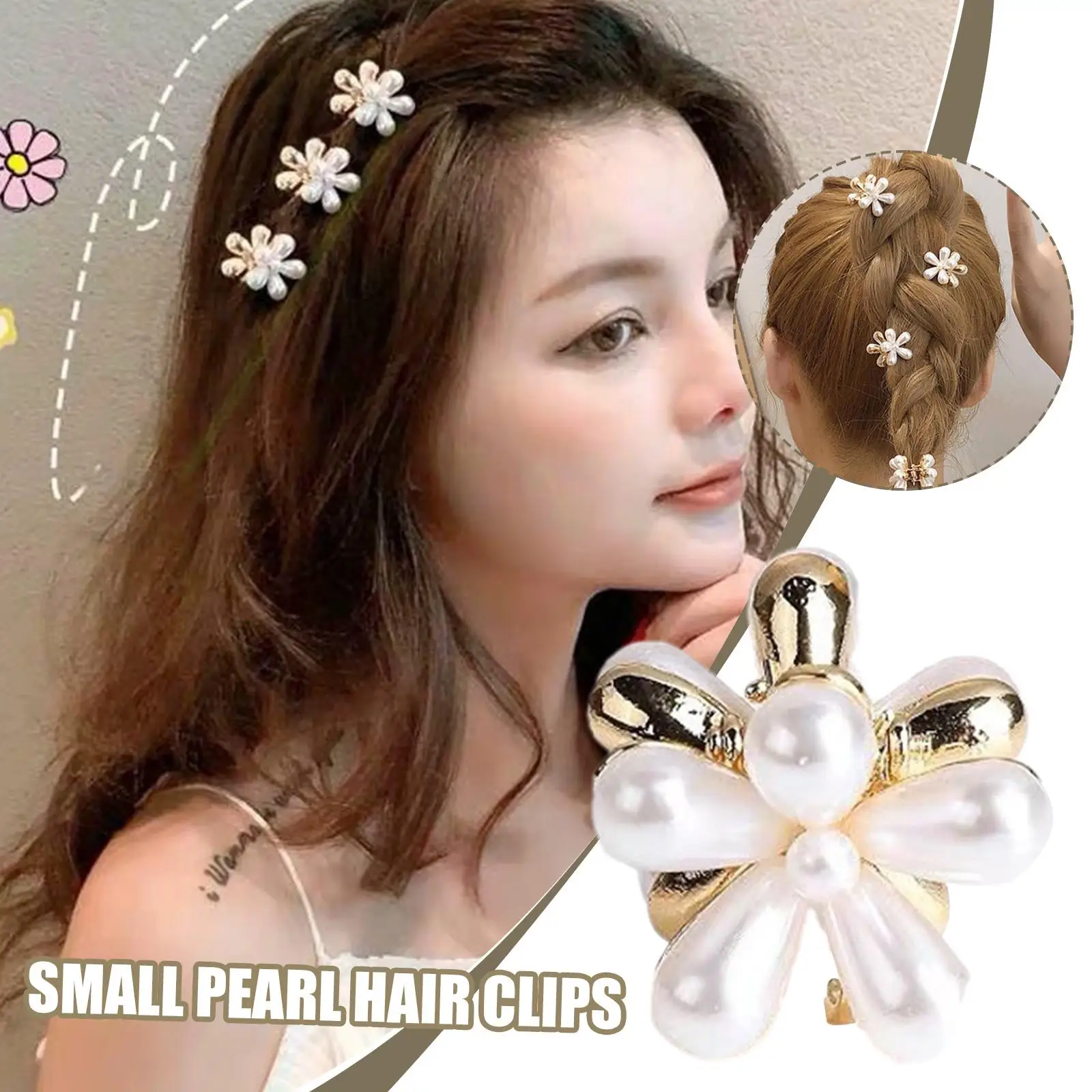 1 Pcs Small Pearl Hair Claw Clips Mini Pearl Claw Clips Flower Accessories Clips Pearl With Clips Hair Design Flower Hair S O4J6