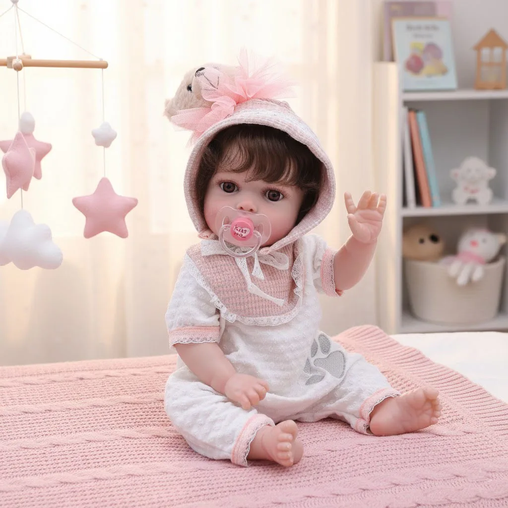 50cm Full Vinyl Reborn Doll Lifelike Newborn Girl Play Companion Figure Toy