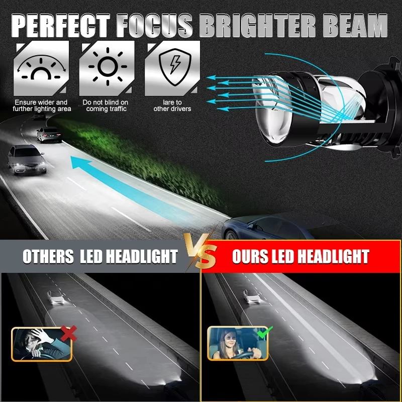 جديد LED المصابيح الأمامية H4/9003/HB2 العارض عدسة Canbus مصباح LED فائق السطوع 3000 واط 4000000LM 6000 كيلو مرحبا/منخفضة شعاع للسيارة والدراجات النارية #3