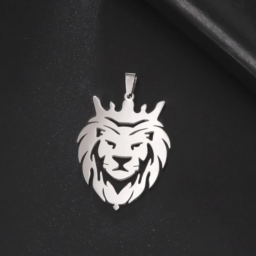 Dawapara Lion Head Totem Pendant for Necklace Earrings Stainless Steel Accessories DIY Charms for Jewelry Making