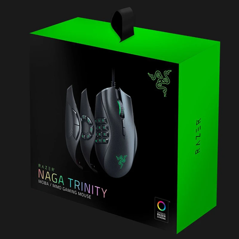 Kostenloser versand Spiele Mäuse Razer Naga Programmierbare Verdrahtete Trinity 16,000 DPI RGB Optische Gaming Maus