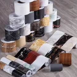 PVC Home Decor Skirting Line Waterproof Self-adhesive Baseboard Waist Line Wallpaper Wall Border Stickers Marble