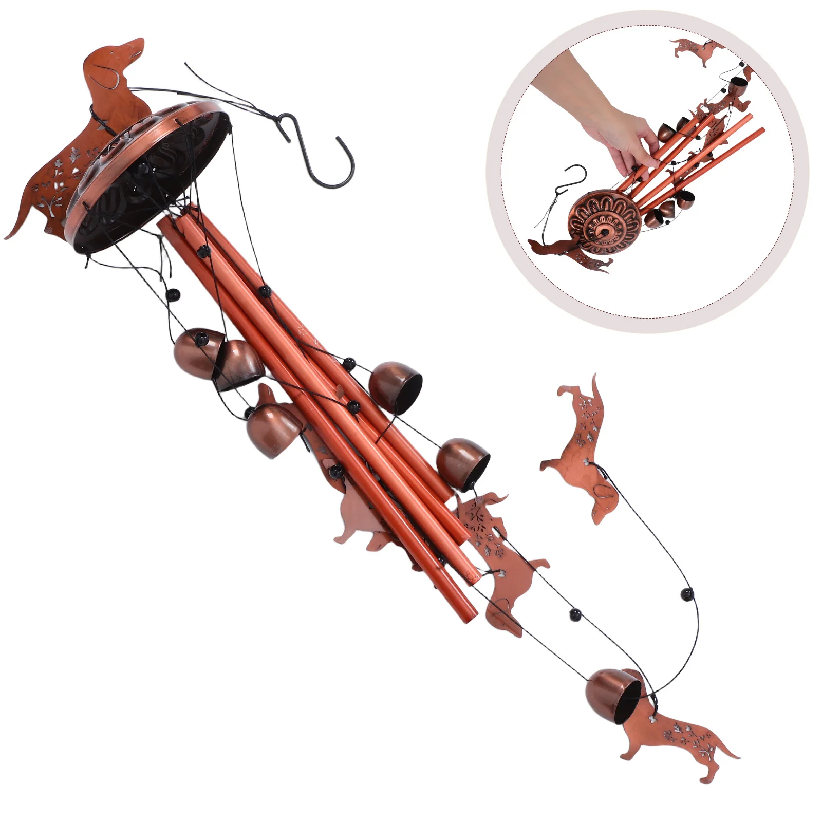 

Retro Animal Wind Chimes Garden Bells Outdoor Metal Tubes Decor Seasonal Dog Vintage