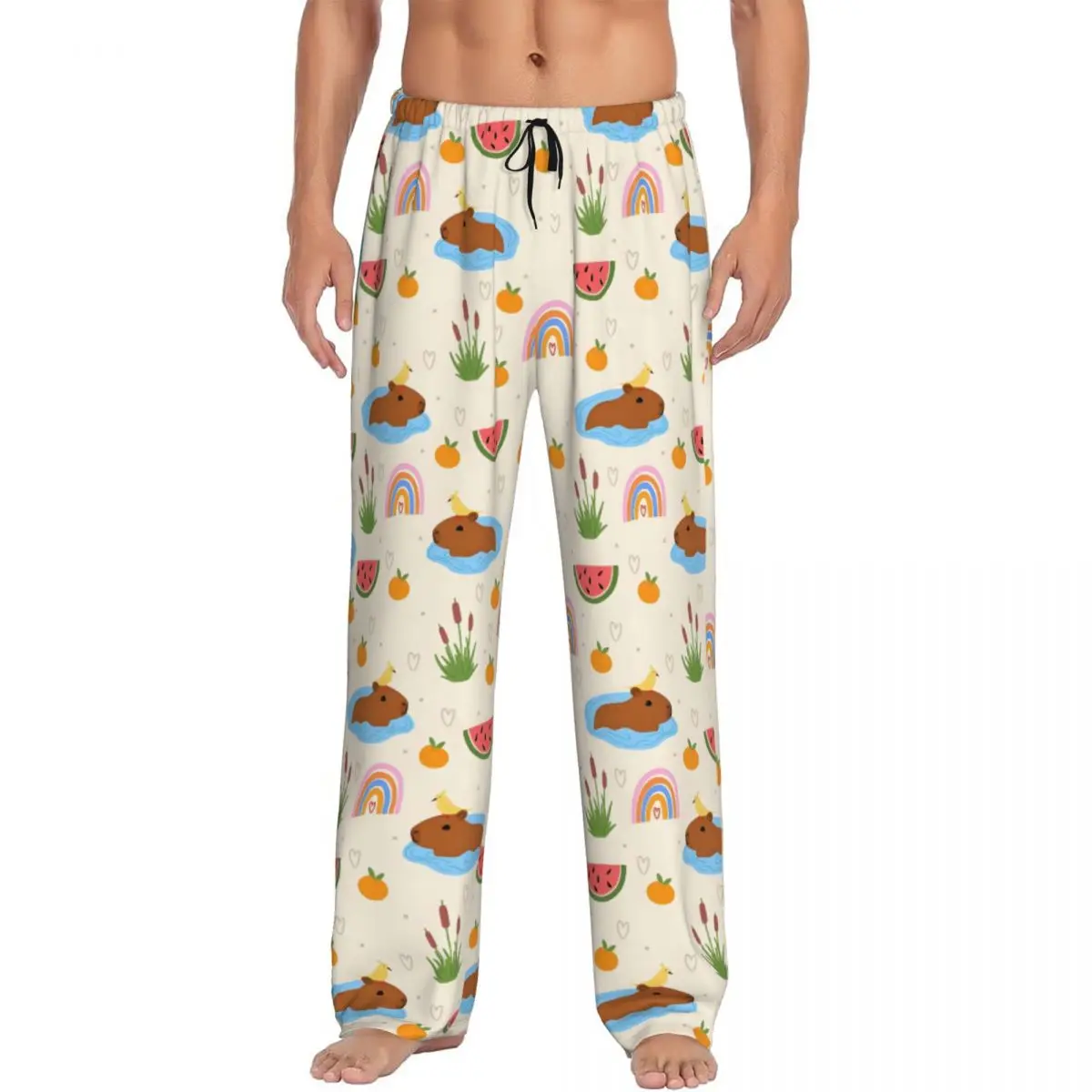 

Custom Funny Capybara Pajama Pants Men's Sleepwear Lounge Sleep Bottoms Stretch with Pockets