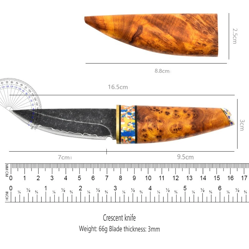 Multifunctional characteristic Mongolian knife, three pieces of combined steel, forged in one, sharp, fine and compact gift