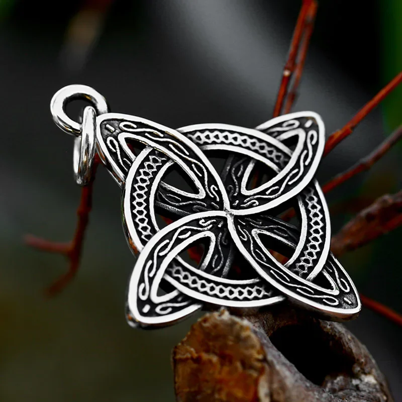 Vintage Witch's Knot Celtic Knot Pendant Men's Slavic Protection Lucky Amulet Necklace Irish Witchcraft Jewelry