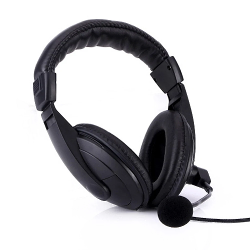

3.5mm Headphones Game Headset Stereo Black Microphone Lightweight Comfortable Full-range Sound Adjustable Mic Plug Play