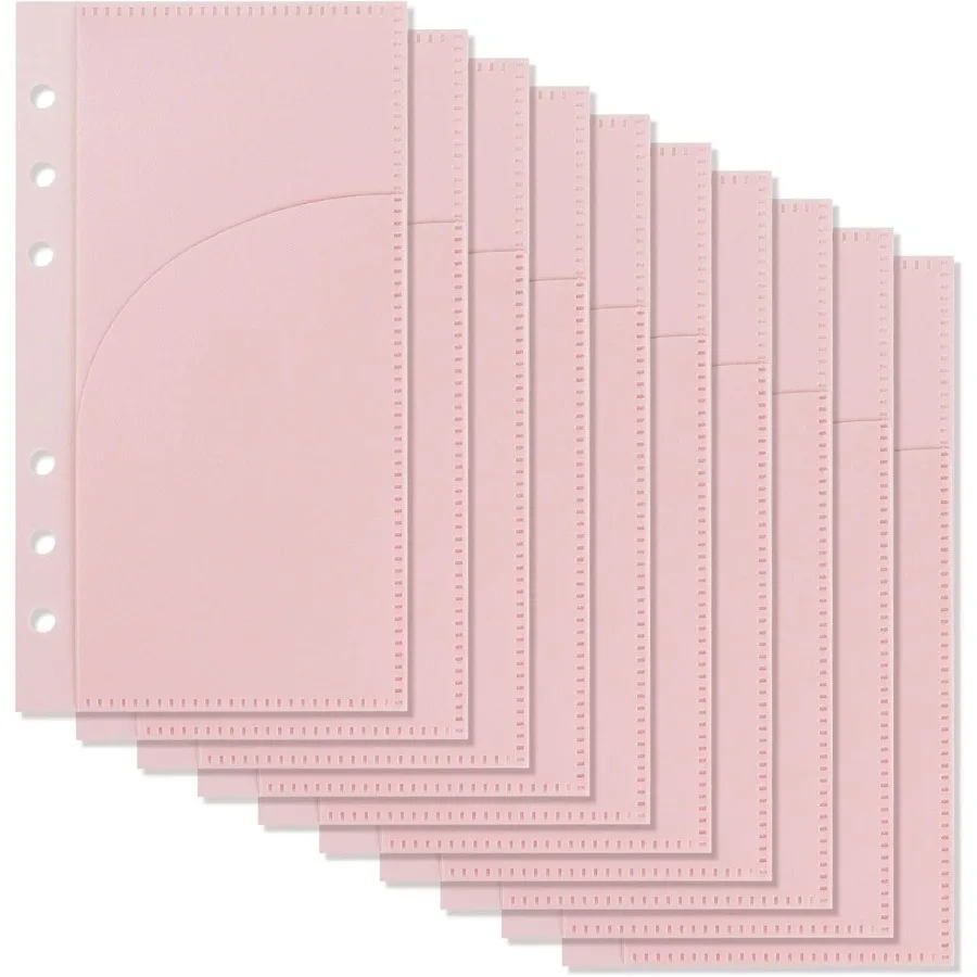 جيوب مجلد A6 بدون سحاب وردي 10 قطعة مظاريف ميزانية بلاستيكية بدون سحاب جيبين مغلفات نقدية بلوري حقيبة نقود لـ #1