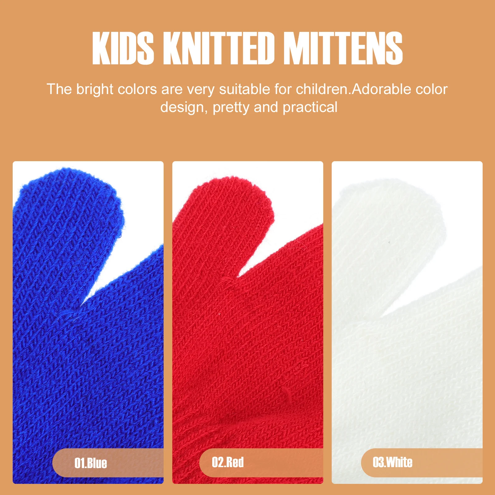 

6Pairs Children Winter Mittens Knitted Warm Full Finger Gloves Lightweight Comfortable Outdoor Winter Mittens for Boys Girls