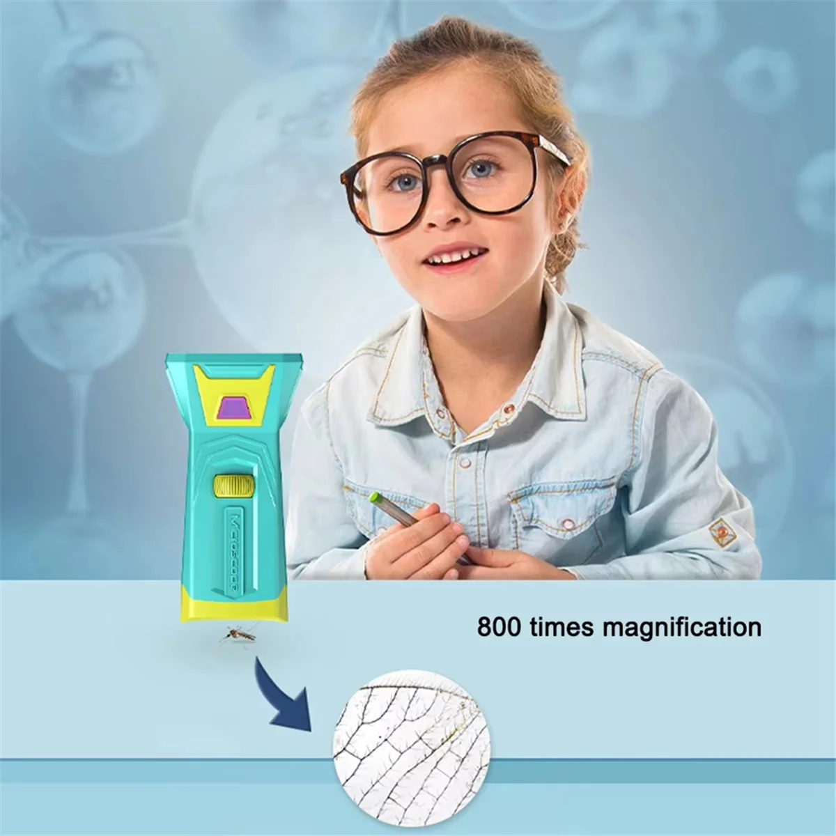 CLCUV Digital Microscope Camera 3.0Inch IPS Screen 800X Magnification Video Recording Microscope with 32GB Card for Kids