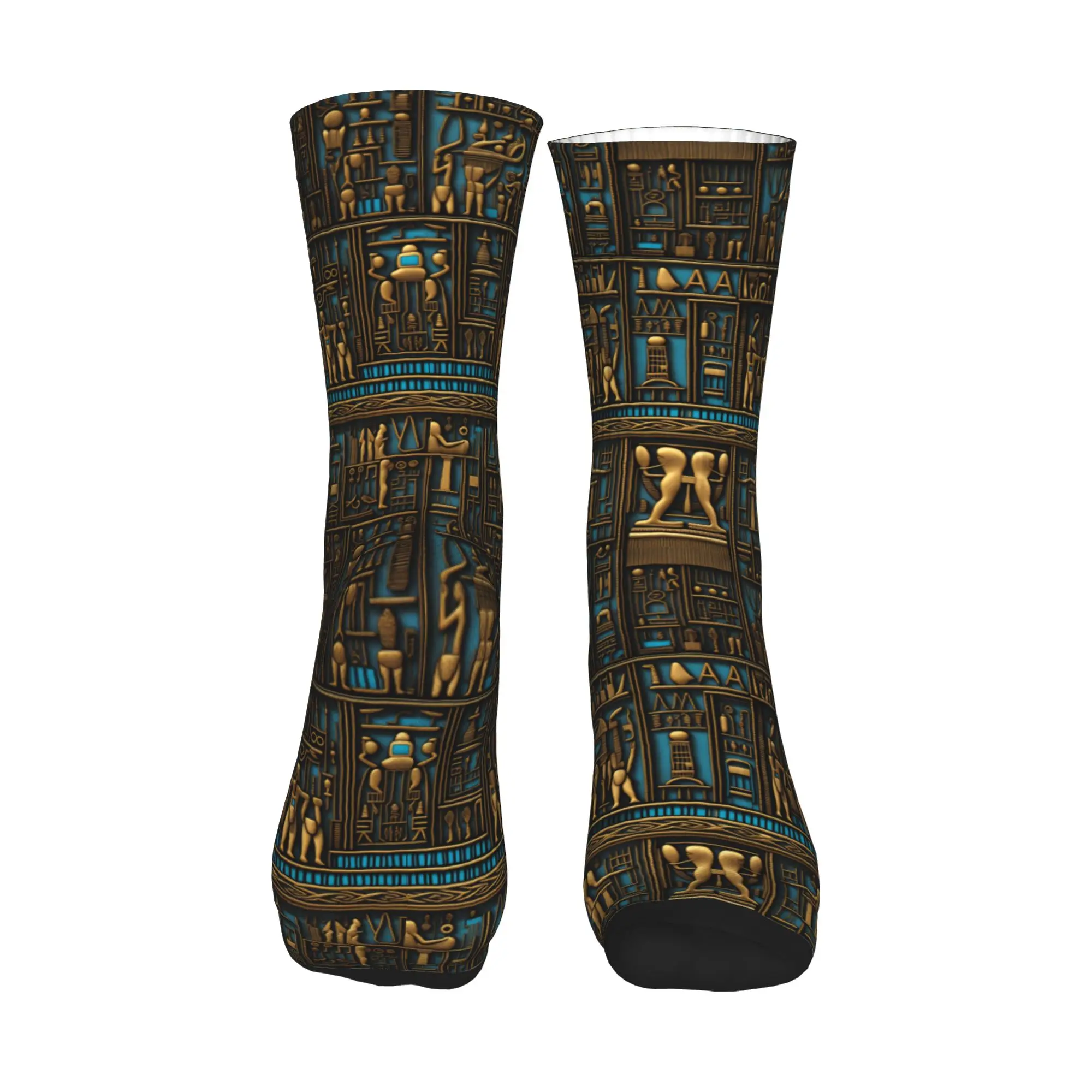 Funny Men's Egyptian Hieroglyphs Art Pattern Dress Socks Unisex Warm Breathbale 3D Printed  Crew Socks view 2
