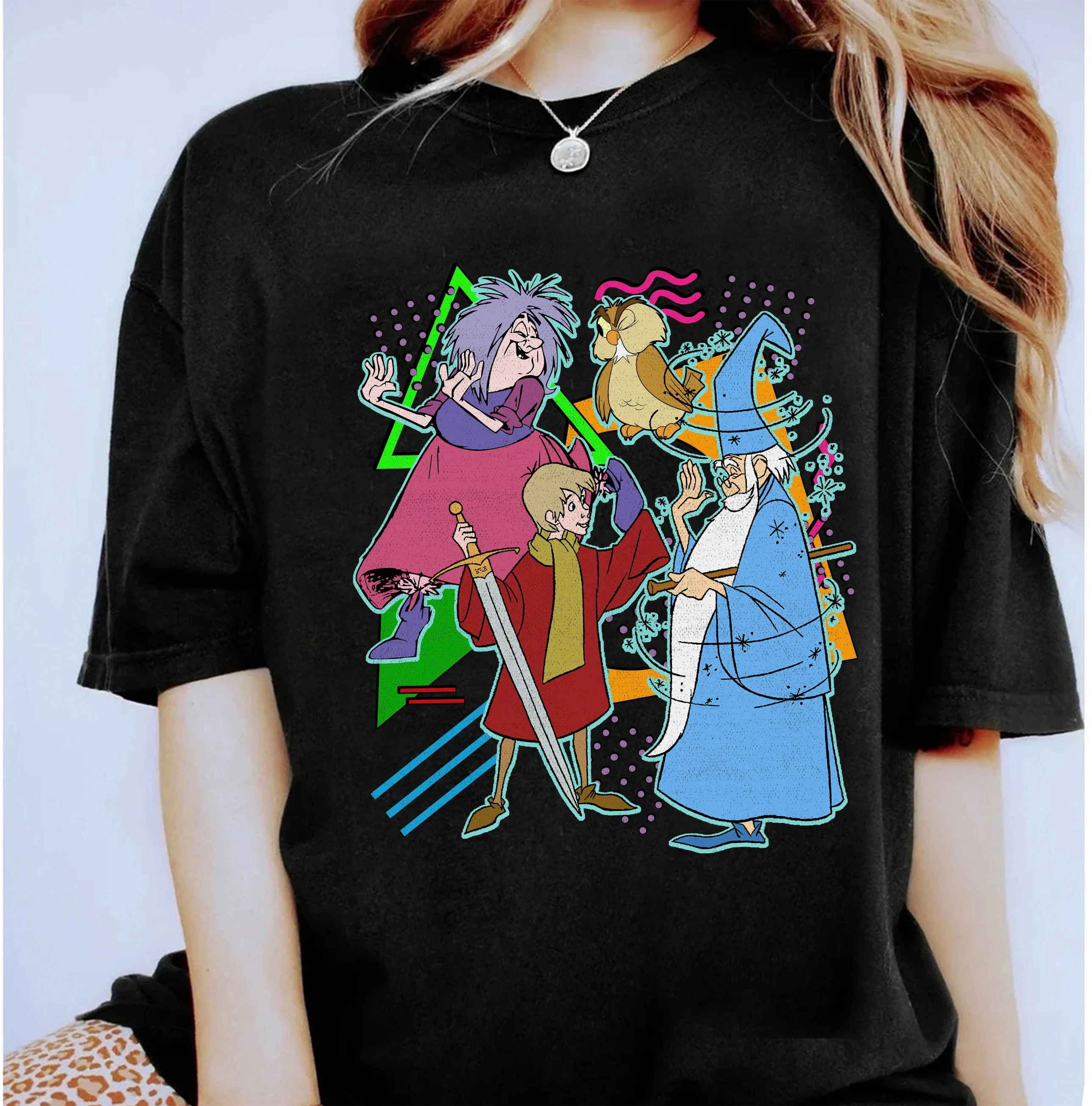 

Disney Retro 90s Style "Sword in The Stone" Photo T-shirt, Disney Park Family Parent-child Wear Disney King Arthur T-shirt