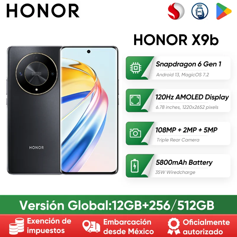 الإصدار العالمي لهاتف HONOR X9b HONOR Magic6 Lite 5G الذكي 6.78 بوصة شاشة AMOLED مضادة للسقوط 120 هرتز 108 ميجابكسل كاميرات ثلاثية بشريحتين
