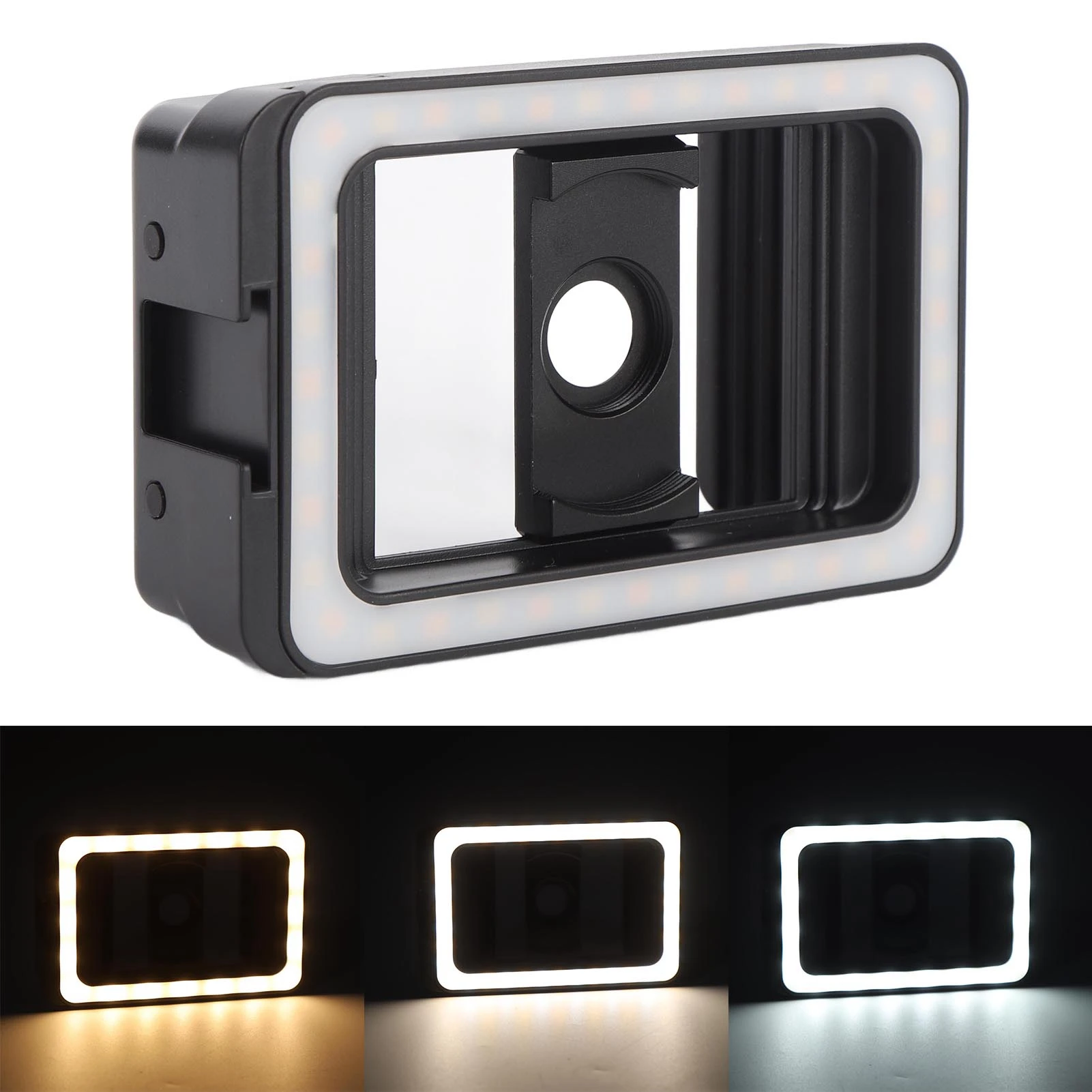 Andoer Phone LED Fill Light 2700-6500K Sturdy Pull Clip 17mm+37mm Thread Lens Adapter 95+ CRI for Kaleidoscope Lens