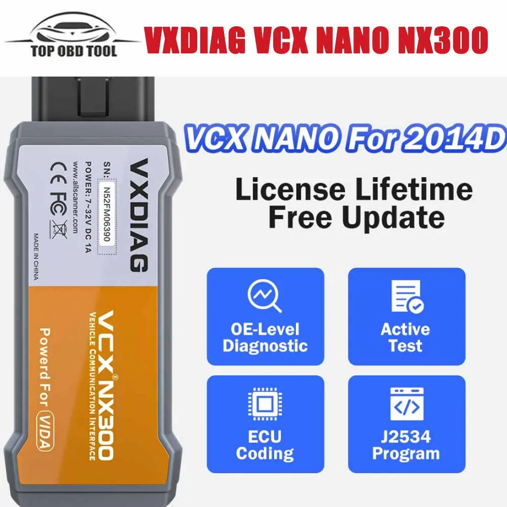 Best VXDIAG VCX NANO NX300 For VOLVO 2014D Dice Car Diagnostic Tools Full System Diagnoses J2534 On Line ECU Programming Scanner