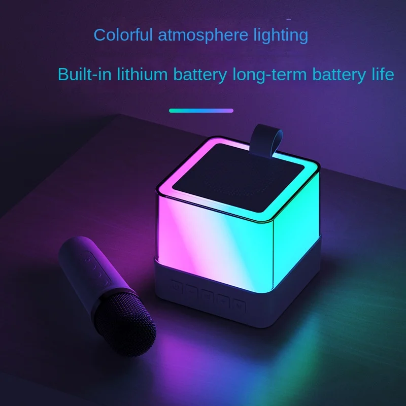 

LED Colorful Atmosphere Light KTV Mini Audio Portable with Nightlight Microphone Integrated Bluetooth Speaker