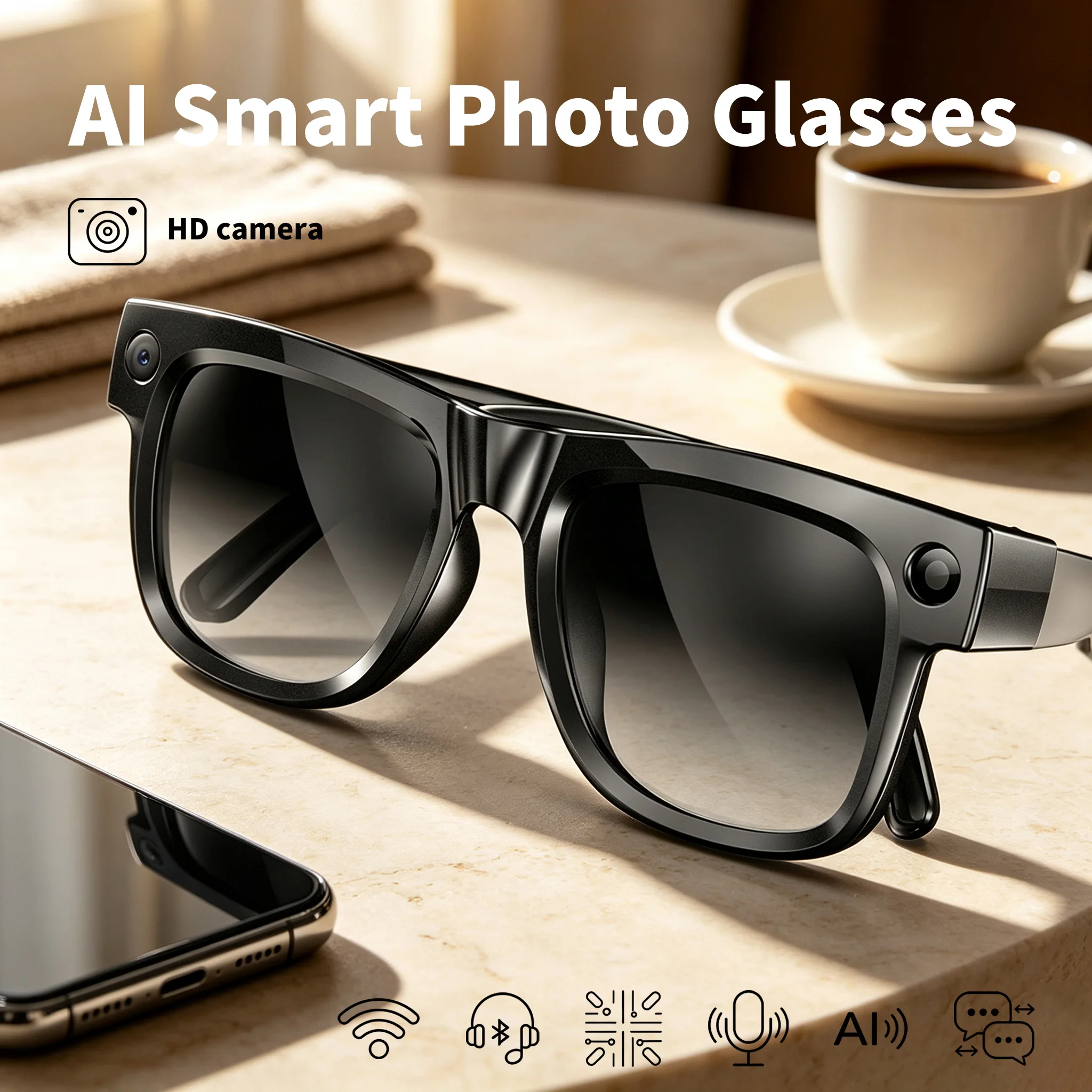 Smart Glasses Lens - 800만 화소 카메라, 색상 변환 렌즈,