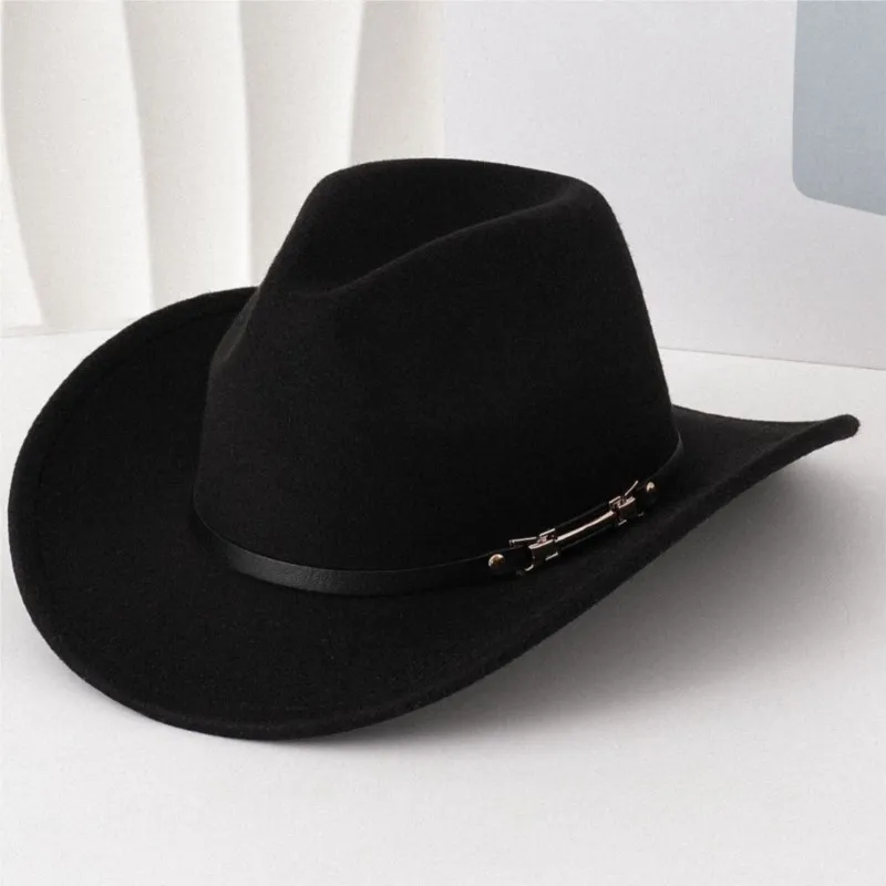 Ladies' top hat personalized leather belt metal rivets square clasp theme party