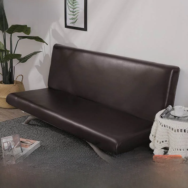 

Waterproof PU Leather Sofa Bed Cover without Armrests Foldable Full Enclosure Elastic Sofa Cushion Protector Single Person Chair