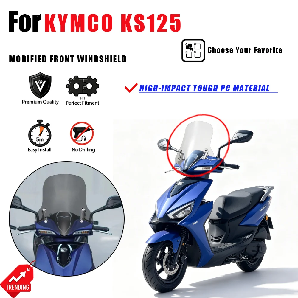 Parabrisas Modificado para Motocicleta Kymco KS125, Deflector de Viento Delantero, Protector de Lluvia, Accesorios para Moto, Piezas de Cupula