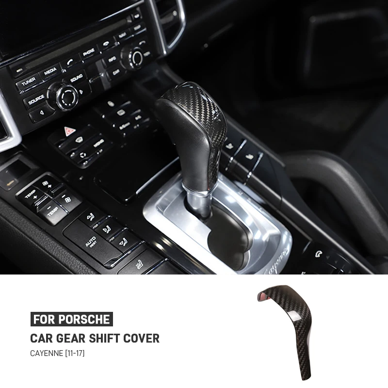 

Real Carbon Fiber Car Gear Lever Shift Knob Cover Sticker Decal For Porsche Cayenne 2011-2017 Gear Lever Shift Knob Cover Trim