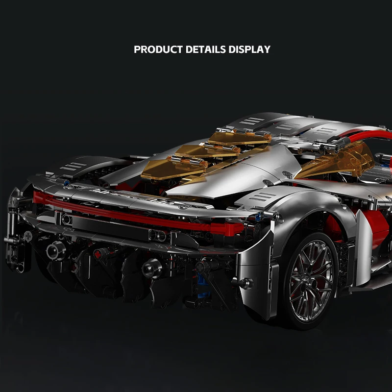 1:10 Three Thousand Years Rambo 10038 Electroplated Silver Supercar Building Blocks | Adult Assembled Racing Model Kit