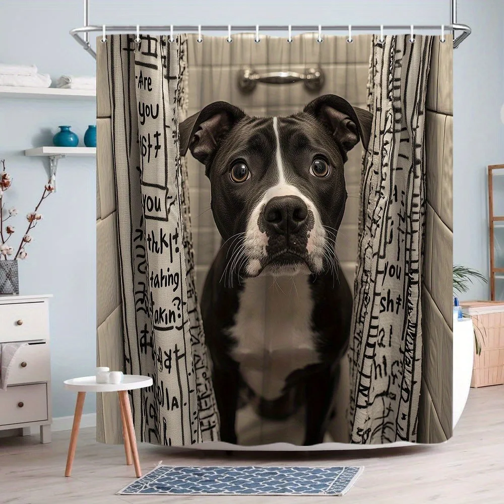 

Cute Curious Beagle Shower Curtain Washable Dirt-Resistant Shower Head waterproof Polyester Bath Curtain For Home Decor