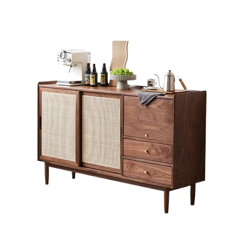 

Новый китайский североамериканский буфет из черного ореха, эстетический стиль песен, входной шкаф из ротанга в стиле дзен, ваби-саби