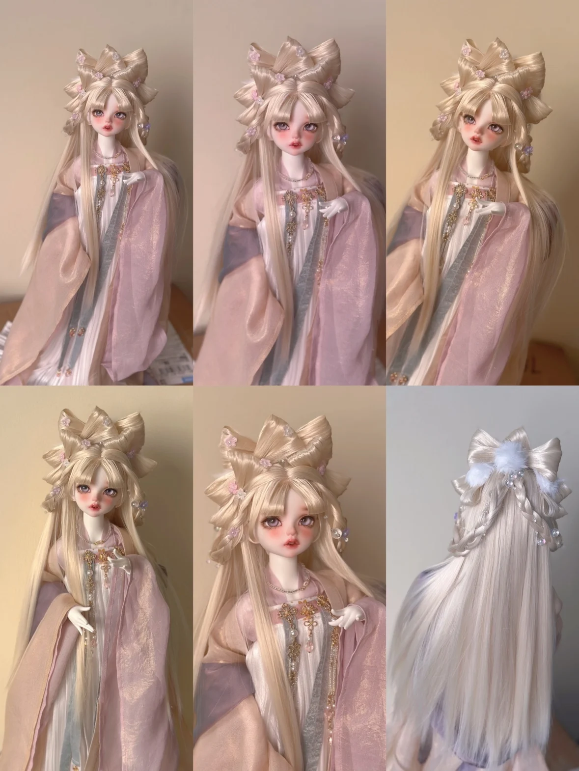 1/6 1/4 1/3ชุดโบราณ BJD วิกผมตุ๊กตาวินเทจน่ารักยาวผมนางฟ้าวิกสำหรับเด็กผู้หญิง MSD SD13 ssdf เครื่องประดับ A1889