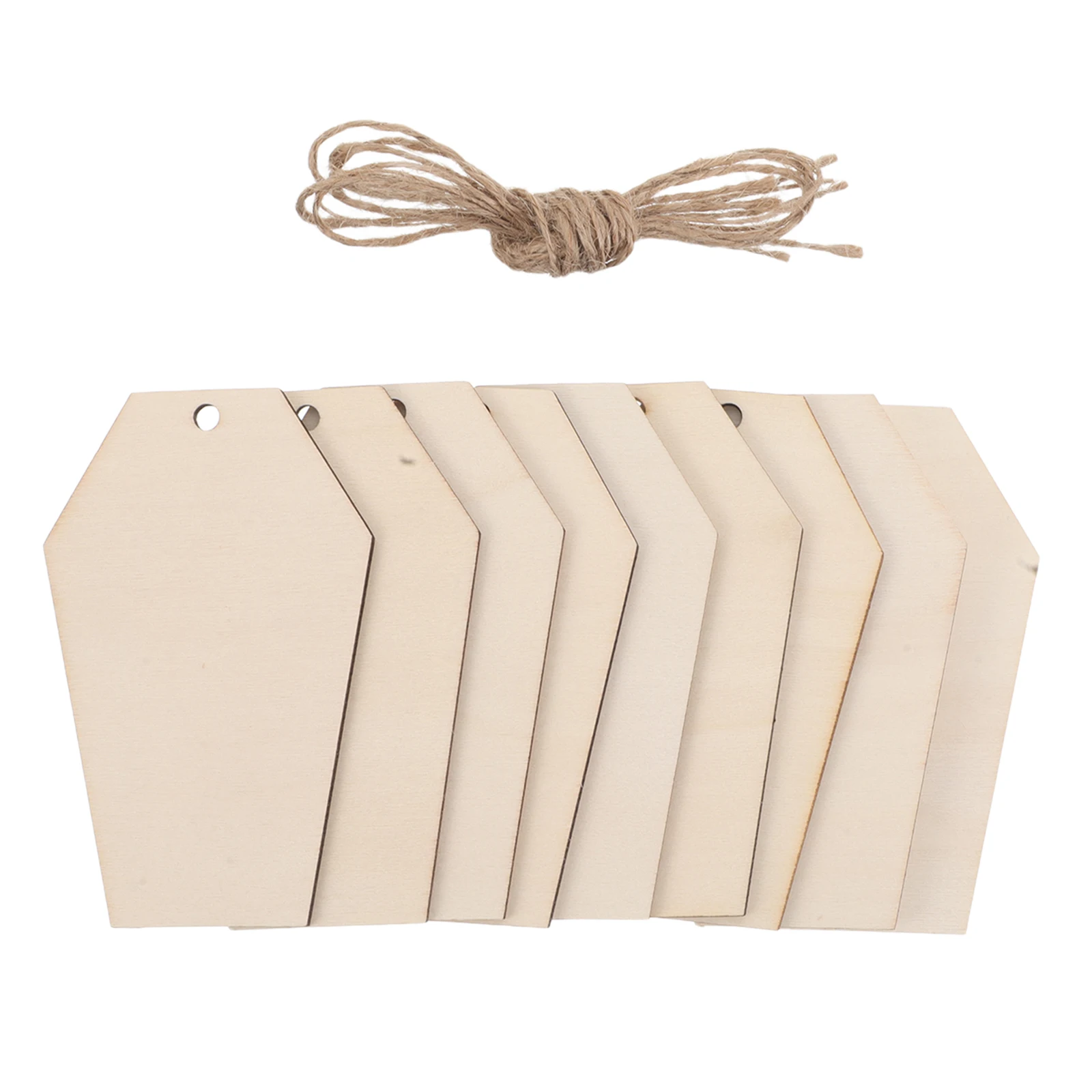 

50pcs Wooden Coffin Cutouts Unfinished Wood Slices Halloween Party Decorations Diy Crafts Horror Scene Props Photo Hanging Tags