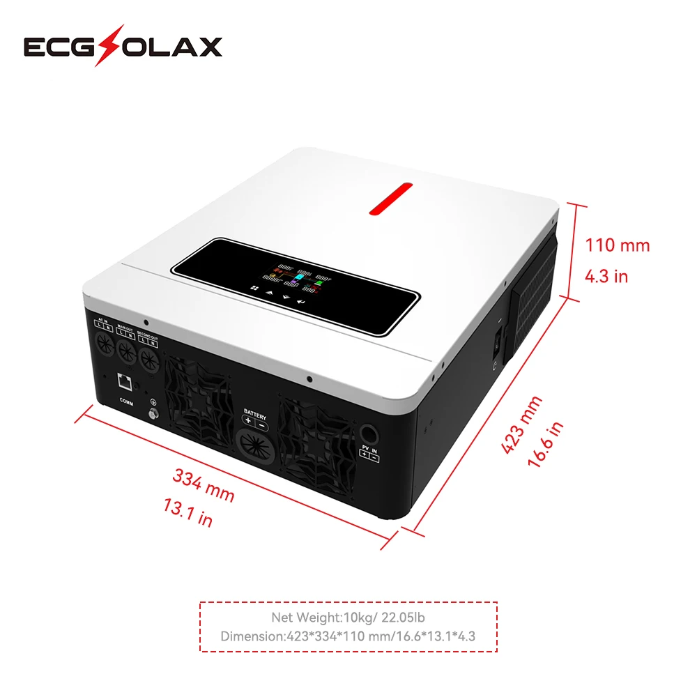 Imagem -03 - Ecgsolax-inversor Solar Híbrido Inversor Off-grid Carregador de Onda Senoidal Pura Controlador Mppt Embutido 120a 4.2kw 6.2kw