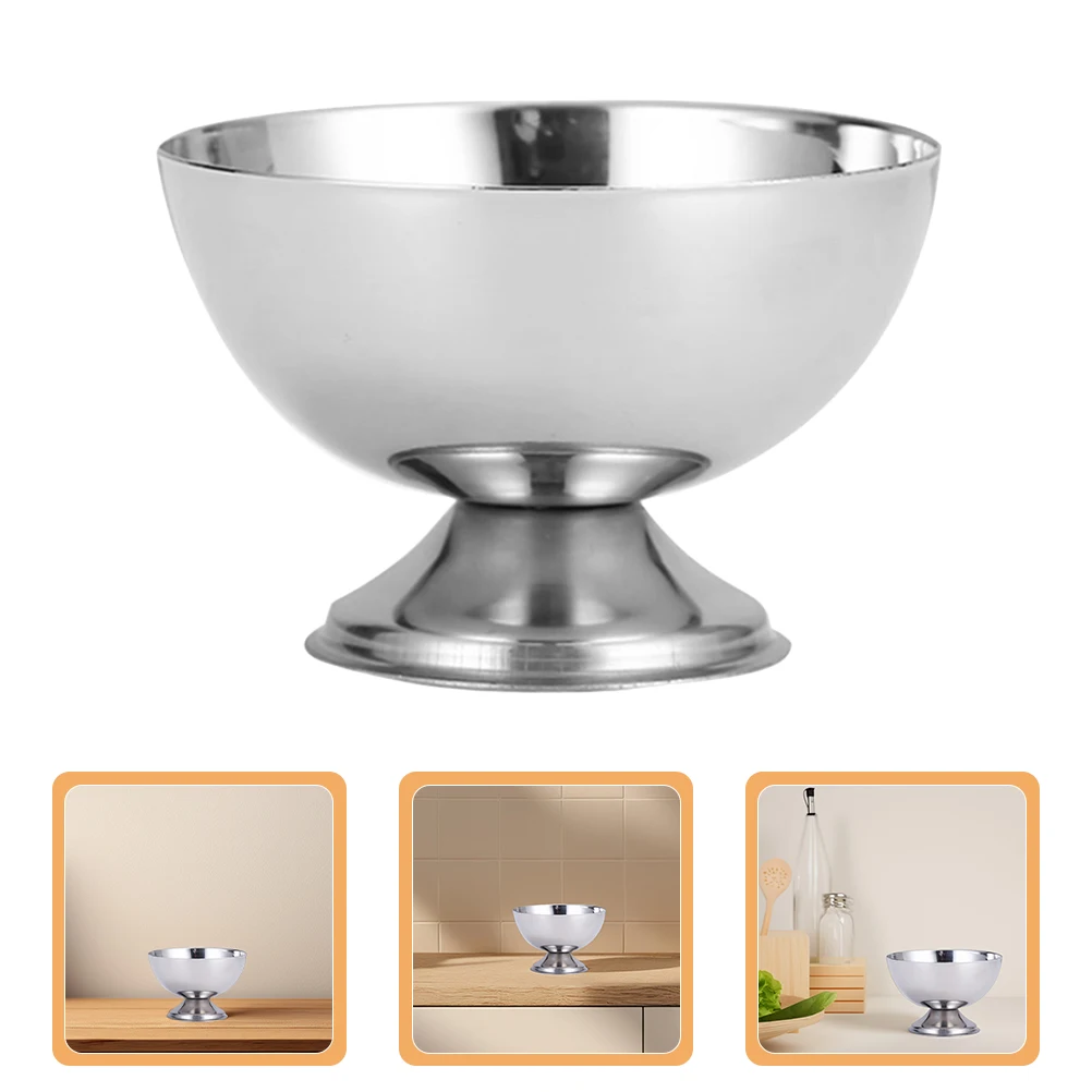 

2 Pcs Salad Cup Stainless Steel Dessert Serving Footed Cups Snack Bowl Ice Cream Container Reusable Kitchen Mini Plates Portion