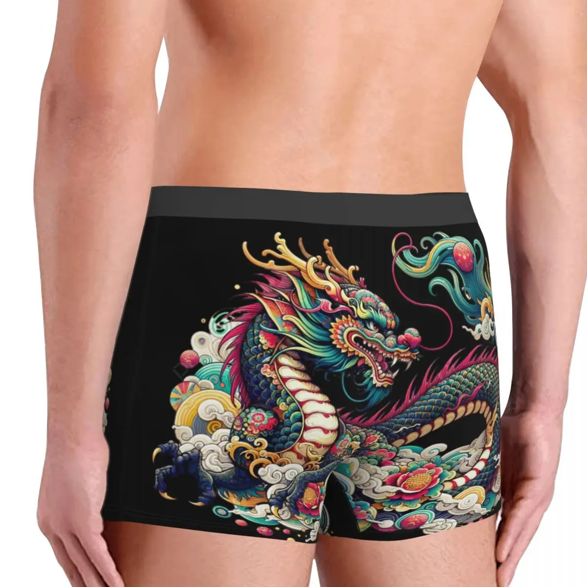 Boxer à motif de dragon chinois pour hommes, sans marque, sous-vêtements respirants, short d'impression 3D, 402, haute qualité, cadeau d'urgence