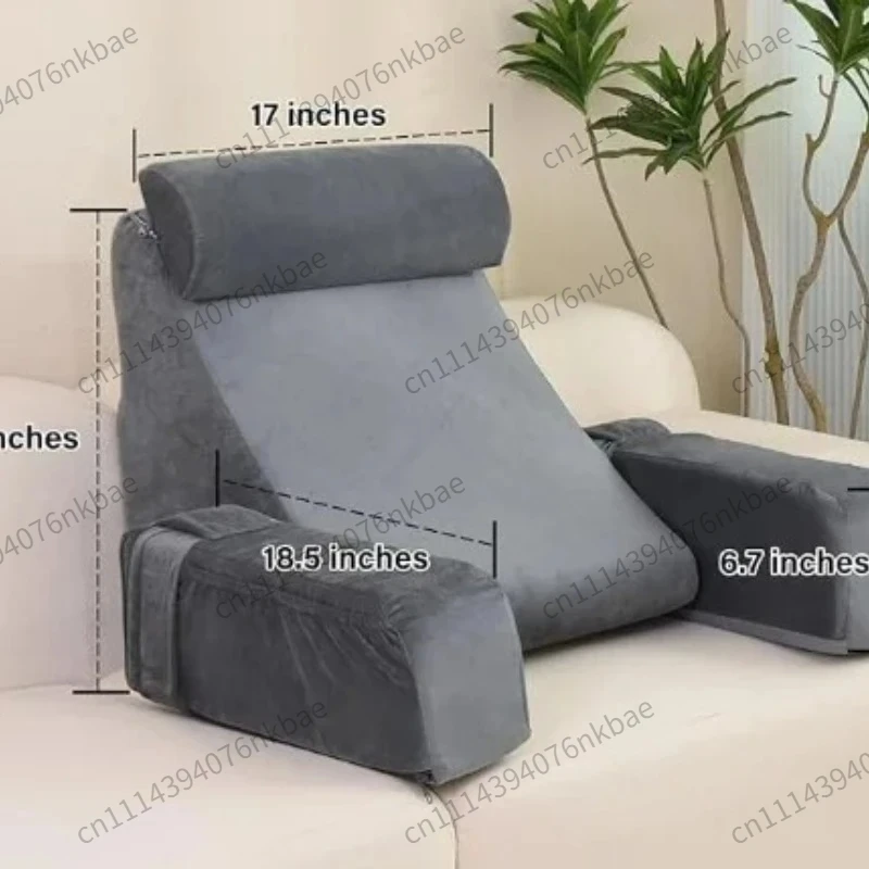 Crystal Velvet Wedge Reading Pillow Adjustable Back Lumbar Support Bed Rest Cushion