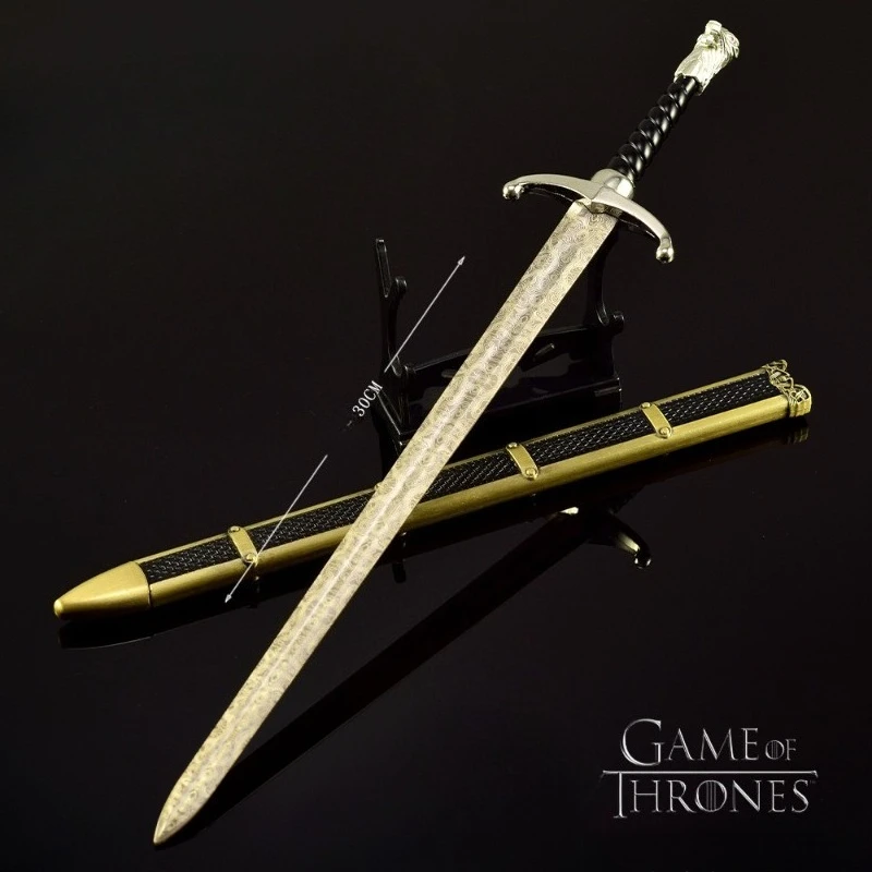 สินค้าภาพยนตร์เรื่อง The Song of Ice and Fire ขนาด 30 ซม. งานฝีมือโลหะทั้งหมด ดาบยาวแบบมีกรงเล็บ ของเล่นดาบและมีดพร้อมปลอก