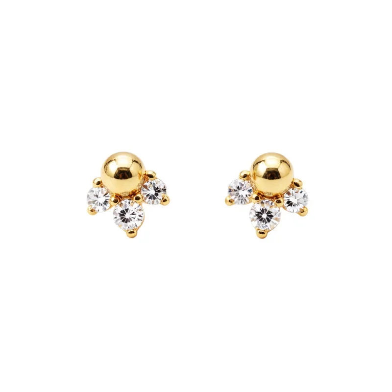 Echte 925 Sterling Silber Luxuriöse Mini-Rundperlen Zirkon-Ohrstecker für Charmante Frauen Feiner Schmuck Exquisites Accessoire – Detail 7