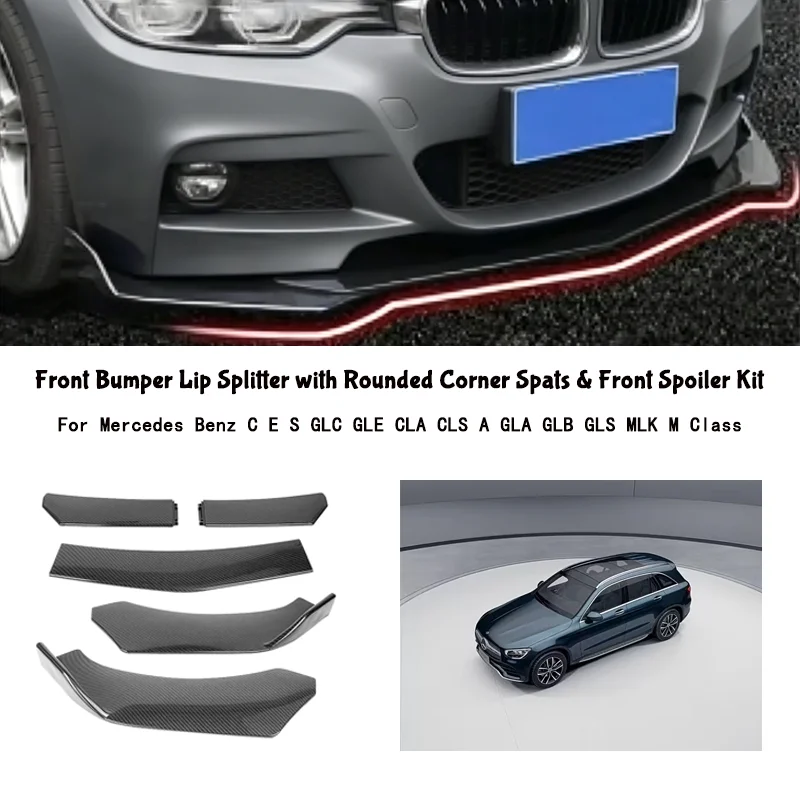 5-Segment Adjustable Front Bumper Lip Splitter Body Kit For Mercedes Benz C E S GLC GLE CLA CLS A GLA GLB GLS MLK M Class