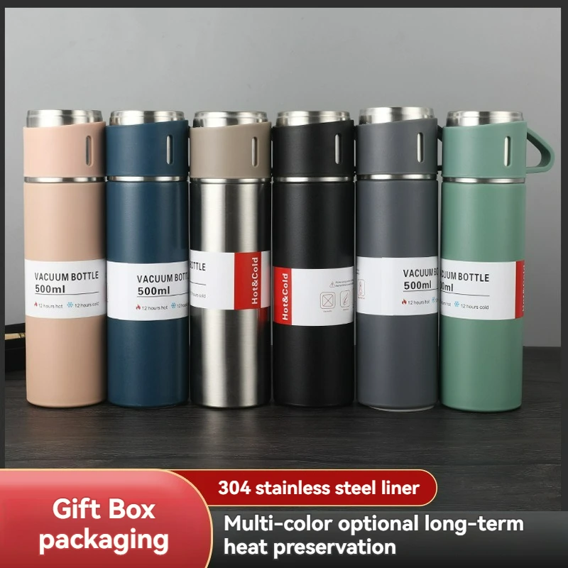 500ML Water Thermos Bottle Vacuum Flasks & Thermoses Mecup Set Thermal Cups Of Coffee Steel 304 Stainless Steel Mug Cup Fathers